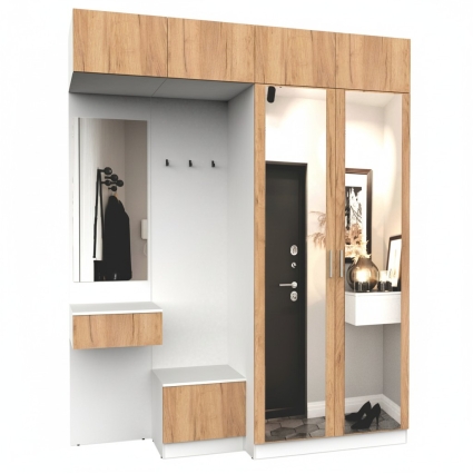 Набор мебели для прихожей "Марсель-258" МР 01-258 В2490 Ш2000 Г580 (ЛДСП Дуб крафт золотой)